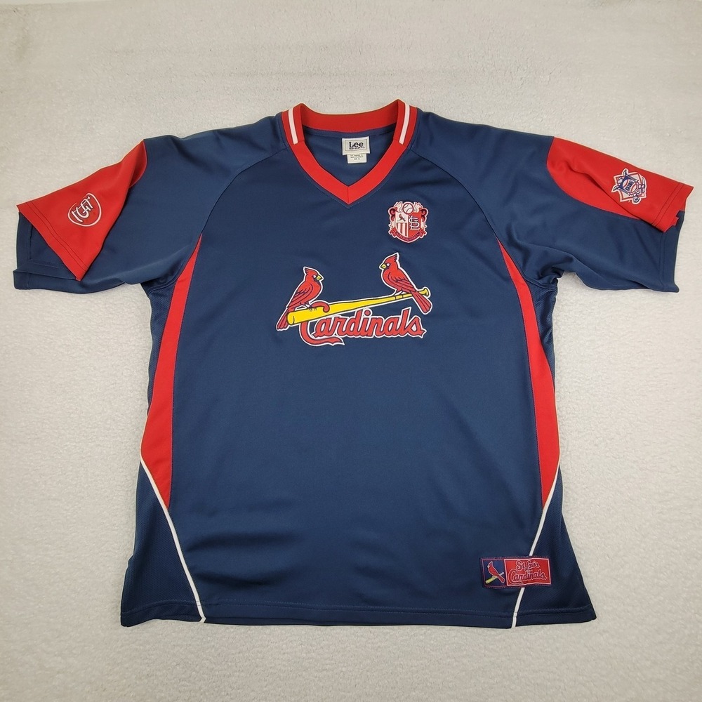 St. Louis Cardinals Shirt Mens XL Blue Red MLB Baseball Jersey Lee Sport Fan Tee - Picture 3 of 11